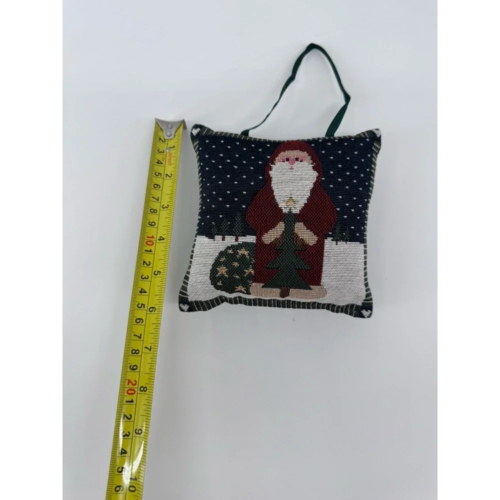 Christmas Santa Tapestry Doorknob Pillow Hanger Folk Art Holiday Decor 6